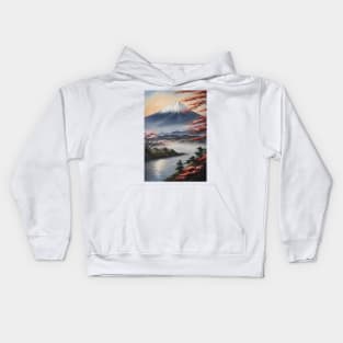 Japan Mount Fuji Oil Painting Art Kids Hoodie